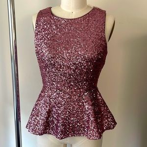 NWT, size small, pink sequins peplum top